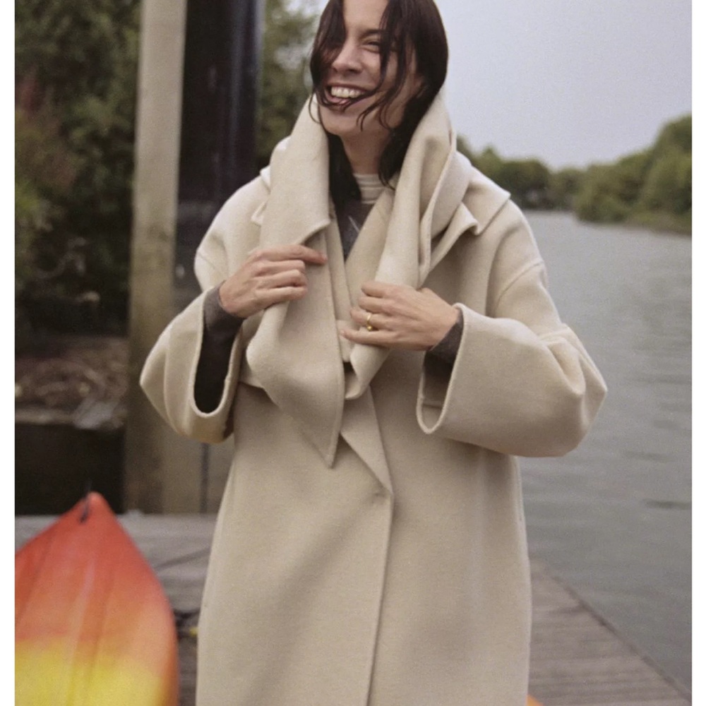 ZARA OVERSIZED LONG WOOL BLEND SCARF COAT ZW COLLECTION - LONGLINE BANDANA COAT